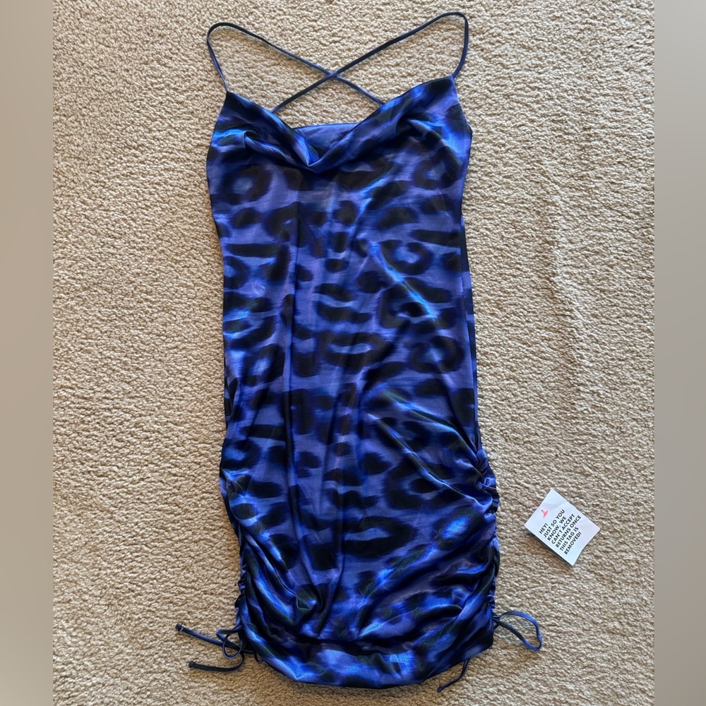 NWT ASOS Ruched Leopard Mini Dress - Picture 2 of 7
